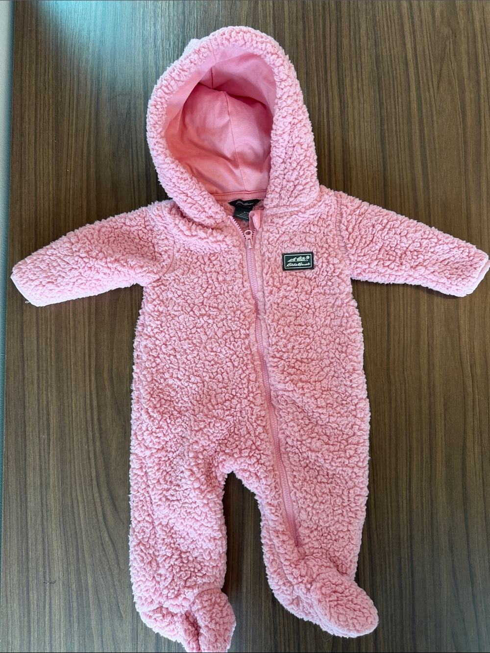 Eddie Bauer Pink Sherpa Hooded Footed One-Piece